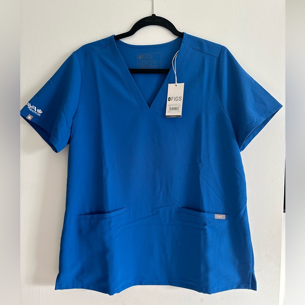 FIGS L WOMENS ROYAL BLUE CASMA THREE-POCKET TOP FW1100